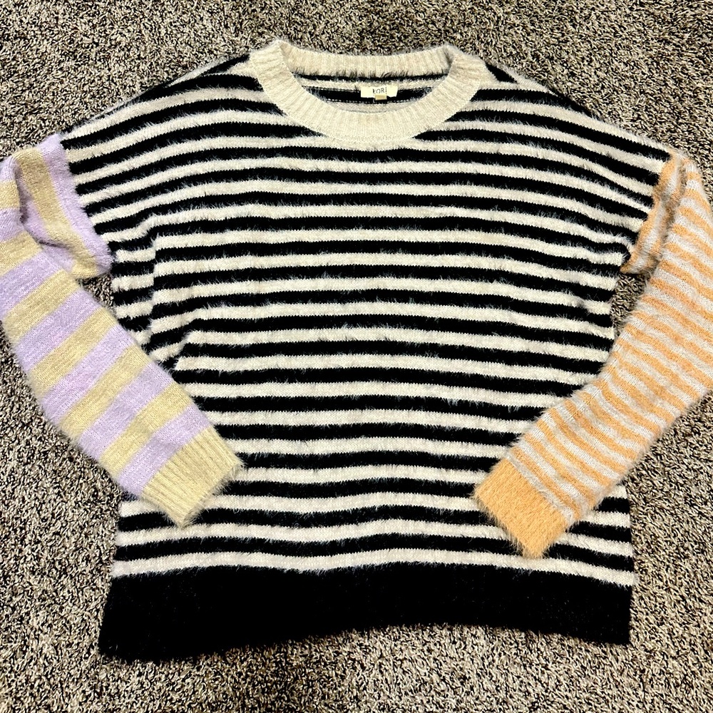 Kori Striped Fuzzy Sweater